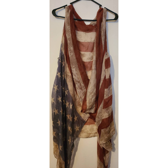American Flag Print Cardigan One size Sleeveless Open Front (AI) - Picture 1 of 5